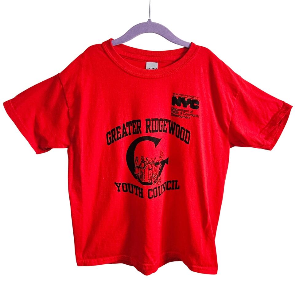 Greater Ridgewood Youth Council Tee Shirt NYC Bright Red Kids Size M